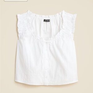 J. Crew White Ruffle-Trim Button Up Sleeveless Top M NWT
